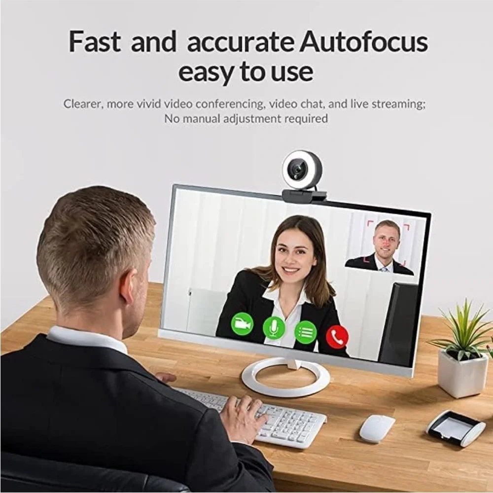 Angetube Streaming 1080P HD Webcam Built in Adjustable Ring Light‎ and Mic.